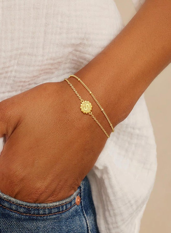 BBV Gold Initial Bracelets for Women 14K Gold Plated Dainty O Chain satellite Chain initial Bracelet for Women Trendy Gold Stackable Cuff Bracelets Jewelry Gifts Adjustable 7"+2" - Image 4